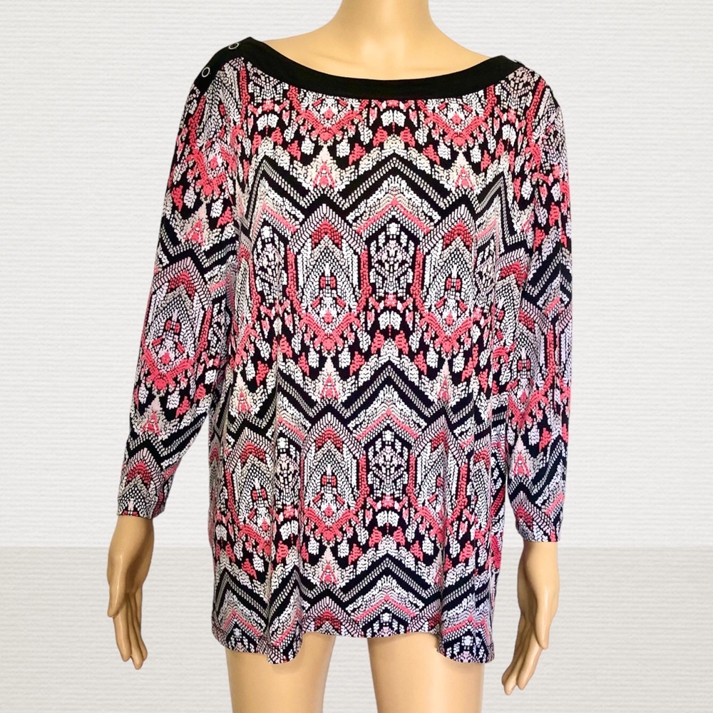 Alfred Dunner colorful 3/4 Sleeve Top Blouse Size XL